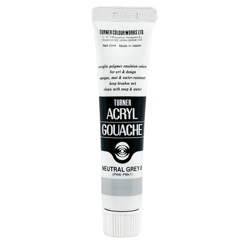 Turner Colour Works Acryl Gouache Artist Acrylic Paint - Single 20 ml Tube - Neutral Grey No.8 - Image 1